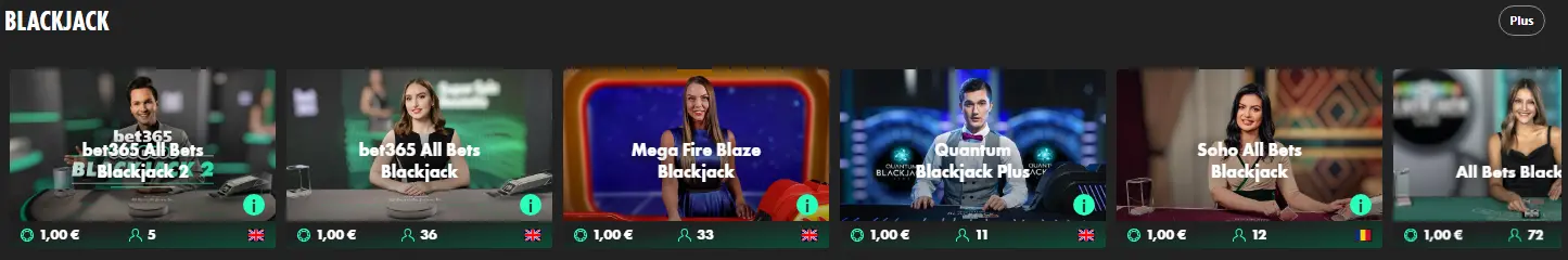 Blackjack au Bet365