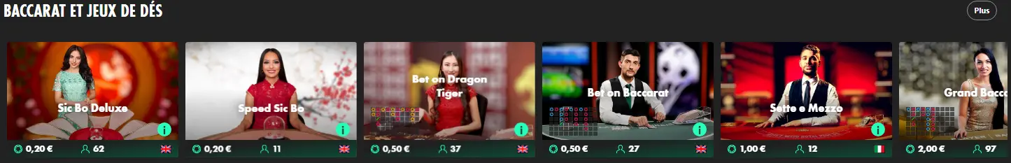 Baccarat au Bet365