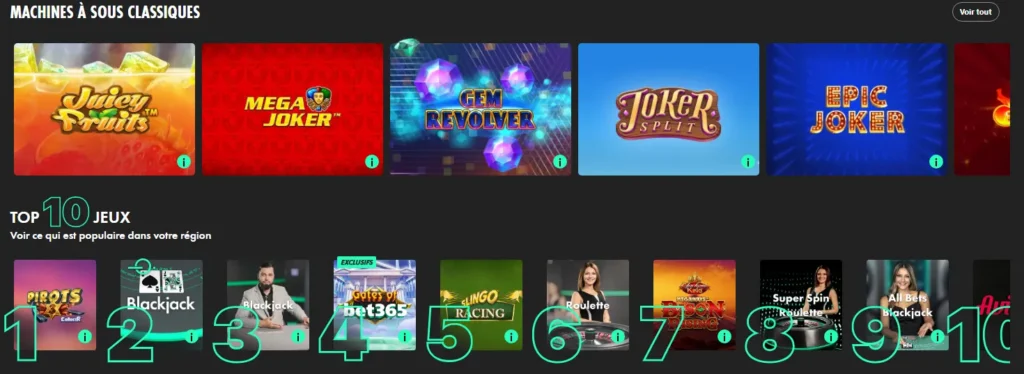 jeux originaux au Bet365