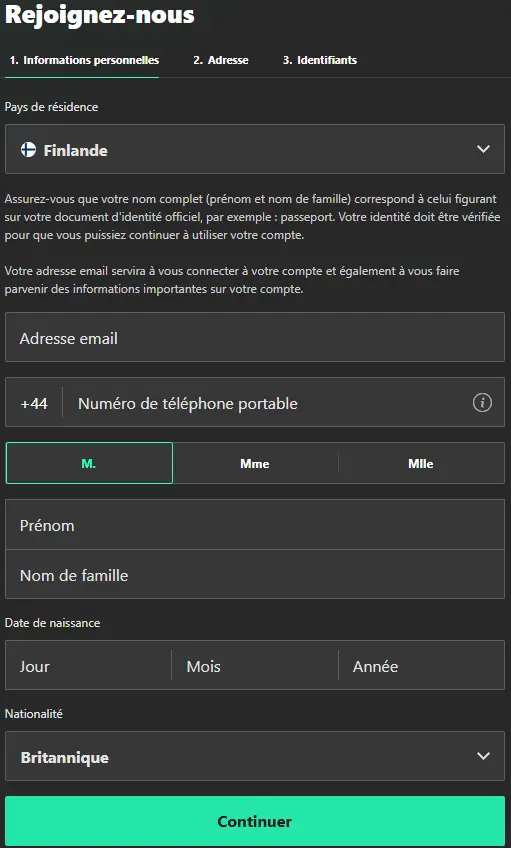 Bet365 Processus d’inscription